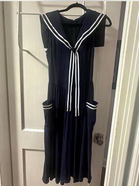SMALL Fashion Brand Company Navy Sailor Midi dress